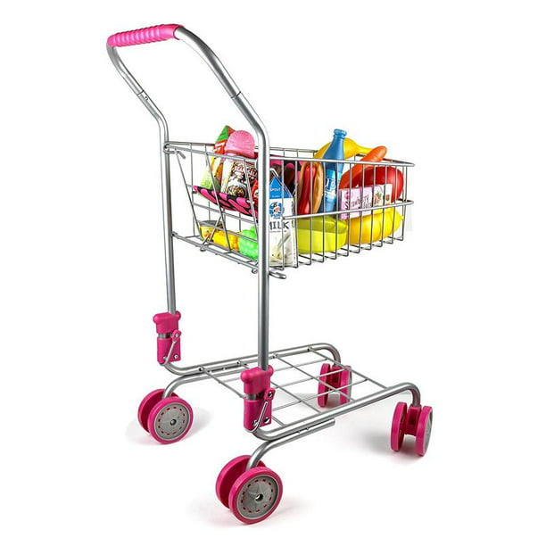 Melissa & Doug Kids Shopping Cart Folding Seat Metal Toy 10 Grocery Boxes for sale online